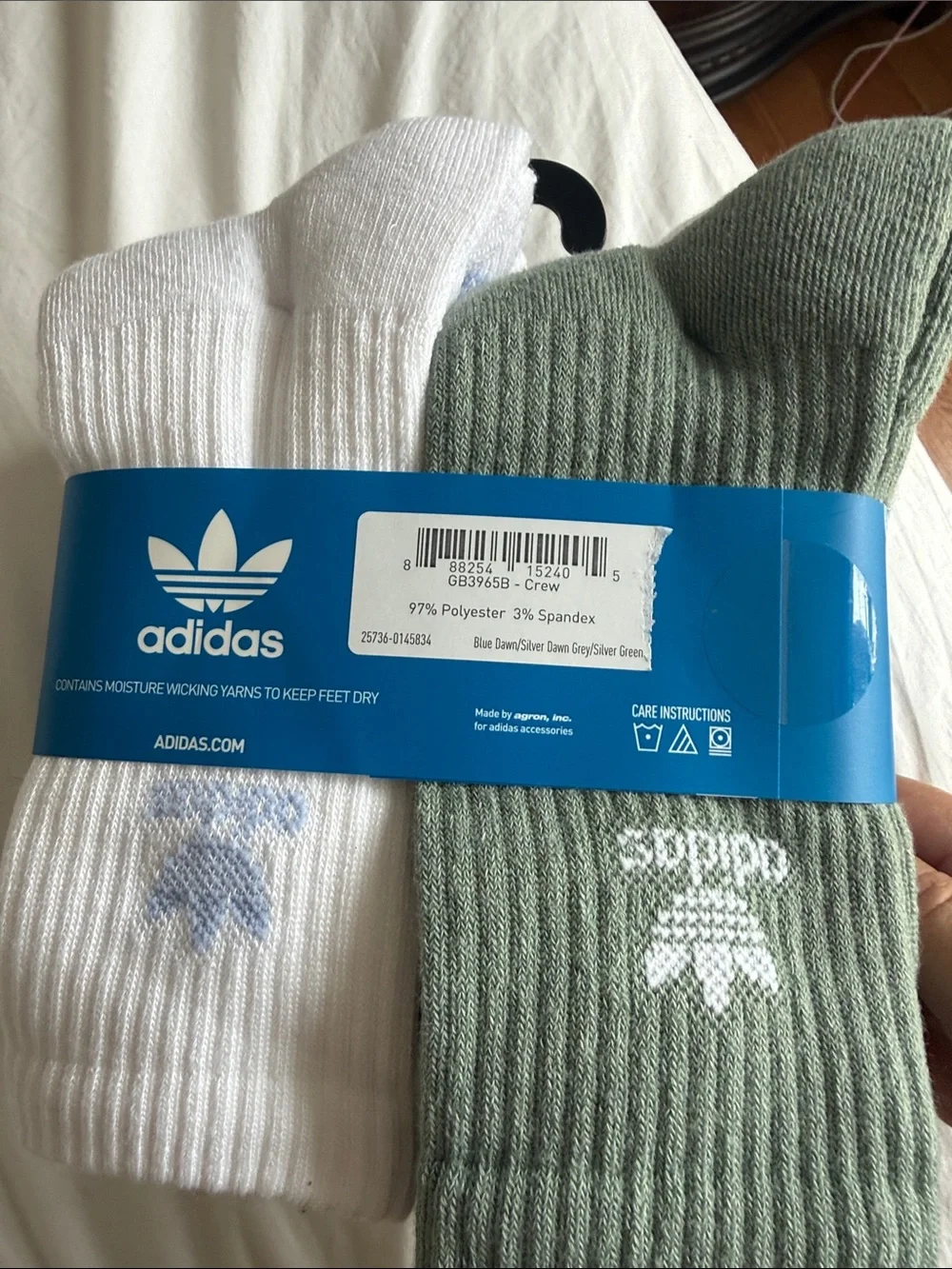 adidas Crew Socks 6-Pack – White & Light Blue light purple & silver green